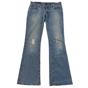 Y2K Lucky Brand Lil Maggie Flare Jeans Patchwork Denim Blue Women's Size 4/27